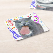 パーティー得が舌を？ スクエアペーパーコースター (アングル)