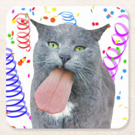 パーティー得が舌を？ スクエアペーパーコースター