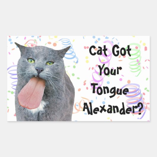 パーティー得が舌を？ 長方形シール (正面)