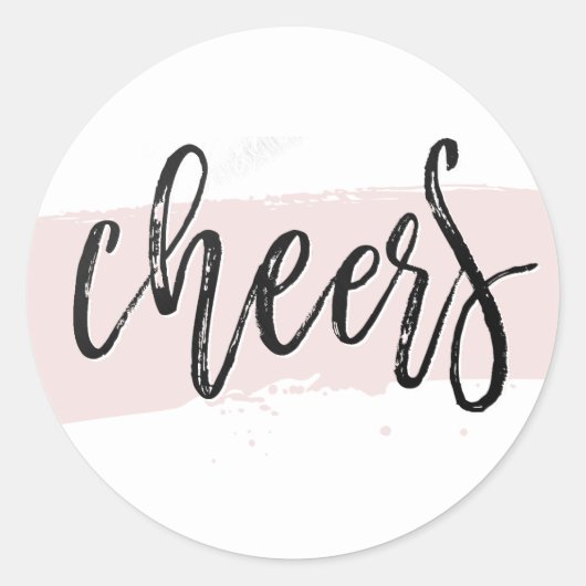 パーティー応援手書き文字型ブラックピンク ラウンドシール (正面)