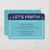 パーティー情報ゲームモダンネイビーアクア 招待状 (正面/裏面)