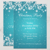 パーティー招待状 青 エレガント 輝き オーダーメイド 招待状 (正面/裏面)