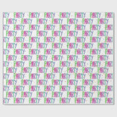 パーティー文字と紙吹雪オンホワイト ラッピングペーパー (フラット)