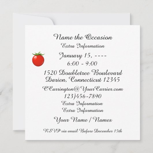 パーティー料理の招待状 招待状 (裏面)