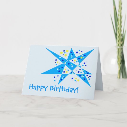 パーティー星とドットの抽象芸術ハッピーバースデー カード (正面)