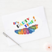 パーティー時のシカラフルステッカー 楕円形シール (封筒)