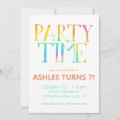 パーティー時間絞り染め誕生日招待状 招待状 (正面)
