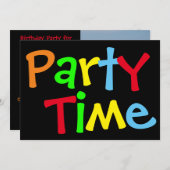 パーティー時間誕生日フォト招待状 招待状 (正面/裏面)