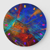 'パーティー時間' -カラフル抽象芸術 ラージ壁時計 (正面)