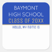 パーティー時間!クラスカスタム懇親会名タグシール スクエアシール (正面)