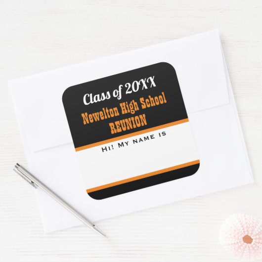 パーティー時間!クラス懇親会マット名タグシール スクエアシール (封筒)