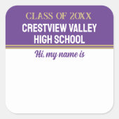 パーティー時間！クラス懇親会名のシール スクエアシール (正面)