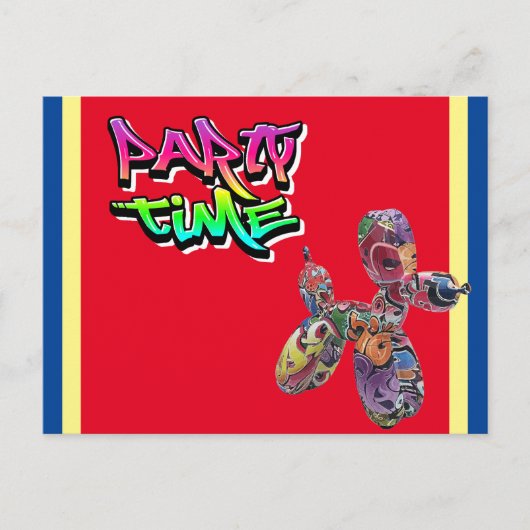 パーティー時間 |グラフィティカラフル招待状 ポストカード (正面)