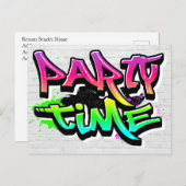 パーティー時間 |グラフィティモダン招待状 ポストカード (正面/裏面)