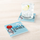 パーティー時間!パーティーのおもしろい浮動オポッサム ガラスコースター (アングル)