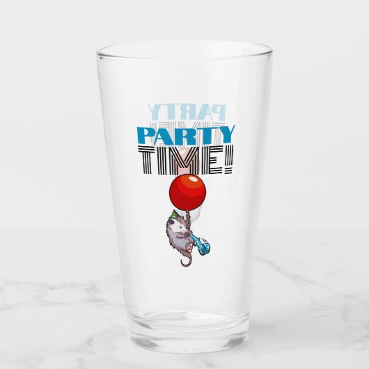 パーティー時間！パーティーのおもしろい浮動オポッサム タンブラーグラス (正面)