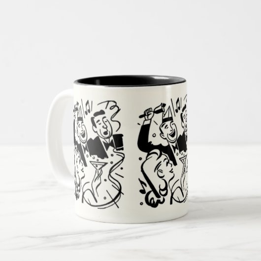 パーティー時間:友人と家族の集まり ツートーンマグカップ (正面左)