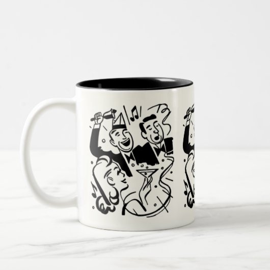 パーティー時間:友人と家族の集まり ツートーンマグカップ (左)