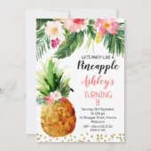 パーティー様のパイナップルフローラ誕生日 招待状 (正面)