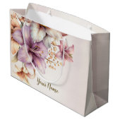 パーティー水彩ボホピンクエレガント花スタイリッシュ ラージペーパーバッグ (裏面アングル)