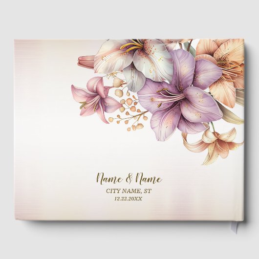 パーティー水彩ボホピンクエレガント花 ゲストブック (裏面)