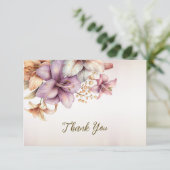 パーティー水彩ボホピンクエレガント花 サンキューカード (スタンド正面)