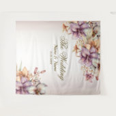 パーティー水彩ボホピンクエレガント花 タペストリー (正面(横))