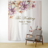 パーティー水彩ボホピンクエレガント花 タペストリー (インサイチュ)