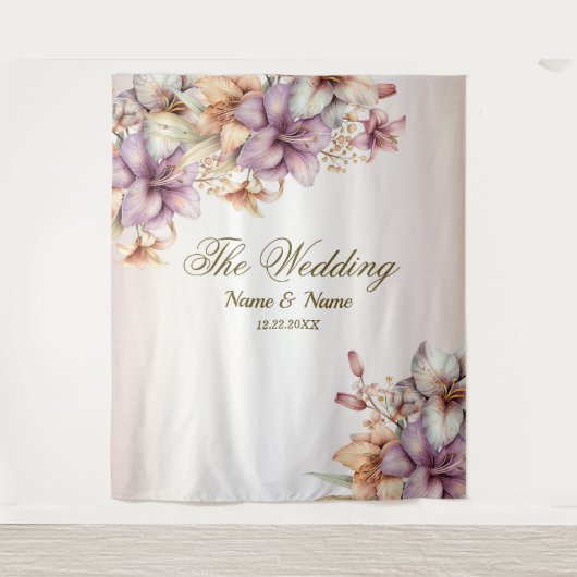 パーティー水彩ボホピンクエレガント花 タペストリー (正面)