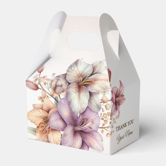 パーティー水彩ボホピンクエレガント花 フェイバーボックス (正面サイド)