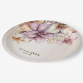 パーティー水彩ボホピンクエレガント花 ペーパープレート (アングル)