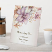 パーティー水彩ボホピンクエレガント花 台座サイン (インサイチュ)