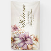 パーティー水彩ボホピンクエレガント花 横断幕 (縦)