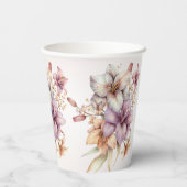 パーティー水彩ボホピンクエレガント花 紙コップ (裏面)