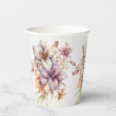 パーティー水彩ボホピンクエレガント花 紙コップ (正面)