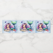 パーティー水彩人魚の海の生活かわいい美しい ペットボトルラベル (シングルラベル)