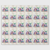 パーティー水彩人魚の海の生活かわいい美しい ラッピングペーパー (フラット)