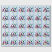 パーティー水彩人魚の海の生活かわいい美しい ラッピングペーパー (フラット)