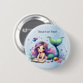 パーティー水彩人魚の海の生活かわいい美しい 缶バッジ (正面&裏面)