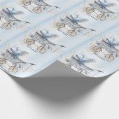 パーティー水彩可愛いクラシックベビーベビーカー青 ラッピングペーパー (角)