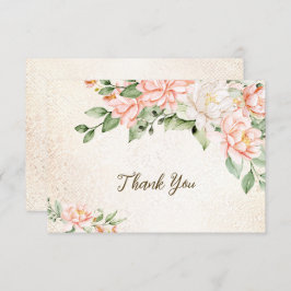 パーティー水彩桃白エレガント花 サンキューカード