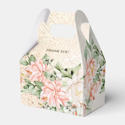 パーティー水彩桃白エレガント花 フェイバーボックス (裏面サイド)