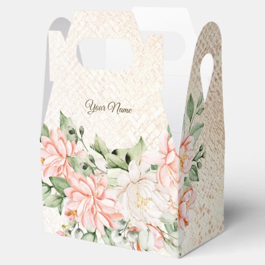 パーティー水彩桃白エレガント花 フェイバーボックス (オープン)
