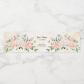 パーティー水彩桃白エレガント花 ペットボトルラベル (シングルラベル)