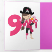 パーティー海賊少女9誕生日 三つ折りカード (内部最初)