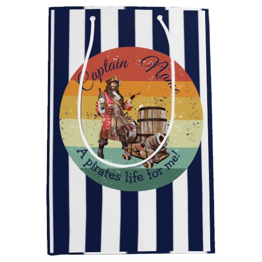 パーティー海賊誕生日メディア抱き枕 ミディアムペーパーバッグ (正面)