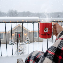 パーティー準備万端!モダンサンタのクリスマスパーティー招待状 コーヒーマグカップ