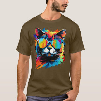 パーティー猫のサングラスメンズ80s 90sレトロフー tシャツ