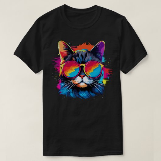 パーティー猫のサングラスメンズ80s 90sレトロフー tシャツ (デザイン正面)