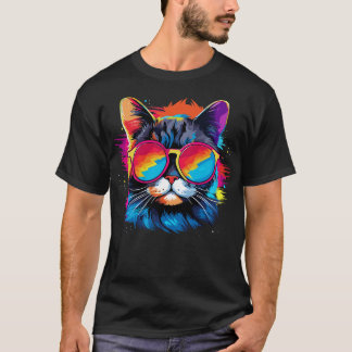 パーティー猫のサングラスメンズ80s 90sレトロフー tシャツ